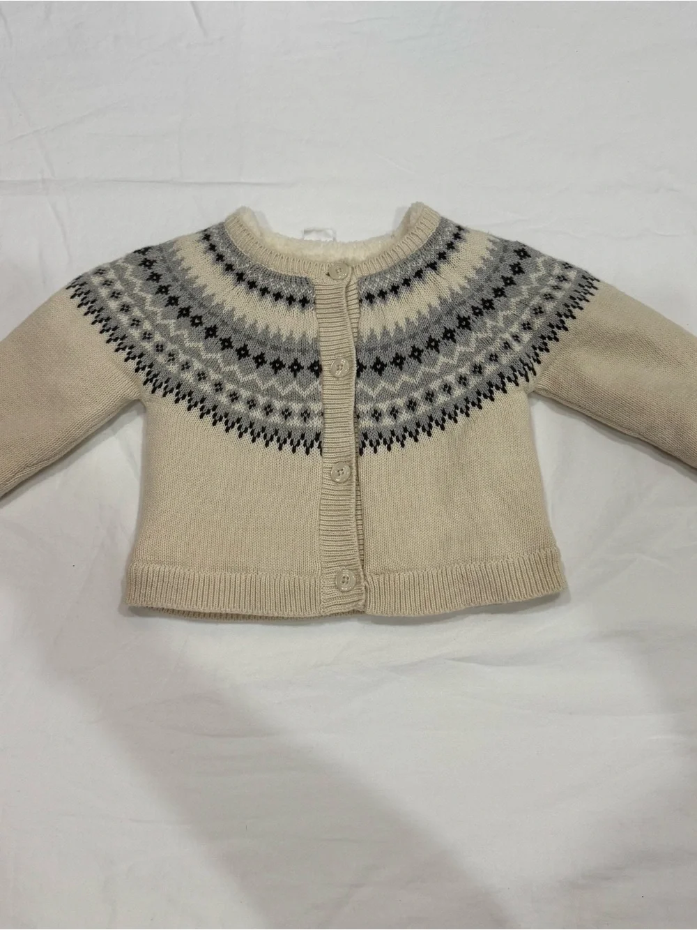 GAP Cream Fair Isle Button-Up Cardigan